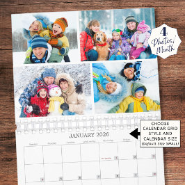 Eenvoudige aangepaste fotocollage 4 per maand kalender