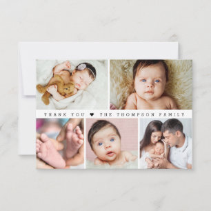 Eenvoudige Aangepaste Fotocollage Baby Meisje Douc Bedankkaart