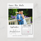Eenvoudige aangepaste fotokalender Sla de datumkaa Briefkaart (Voorkant)