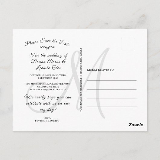 Eenvoudige aangepaste fotokalender Sla de datumkaa Briefkaart (Achterkant)