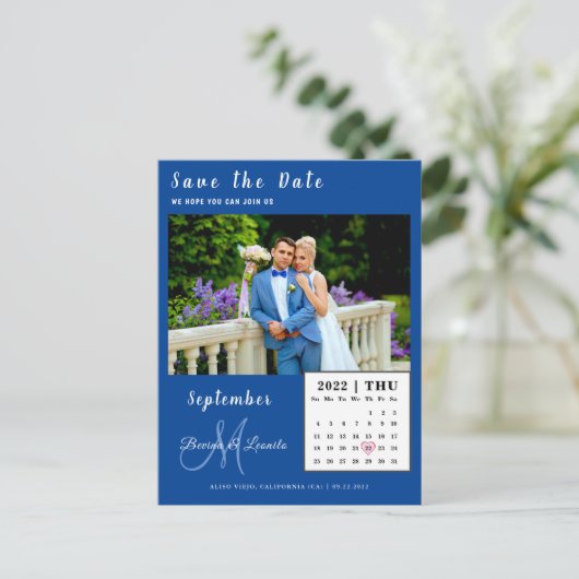 Eenvoudige aangepaste fotokalender Sla de datumkaa Briefkaart (Staand voorkant)