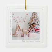 Eenvoudige aangepaste fotonaam: feestelijke kerst keramisch ornament (Achterkant)