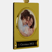 Eenvoudige aangepaste foto's en tekst verguld banner ornament (Rechts)