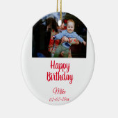 eenvoudige aangepaste fotouitnodiging voor blije v keramisch ornament (Rechts)