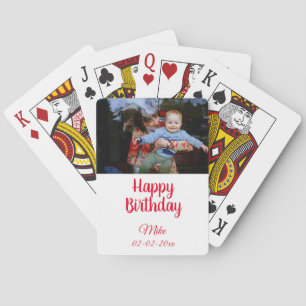 eenvoudige aangepaste fotouitnodiging voor blije v pokerkaarten
