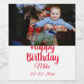 eenvoudige aangepaste fotouitnodiging voor blije v wijn etiket (Enkel label)