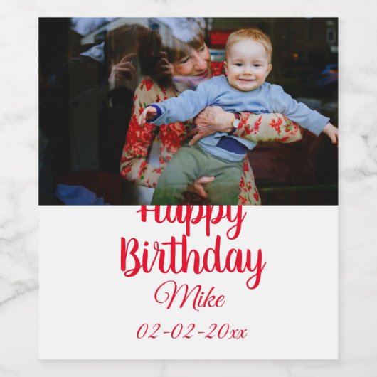 eenvoudige aangepaste fotouitnodiging voor blije v wijn etiket (Enkel label)