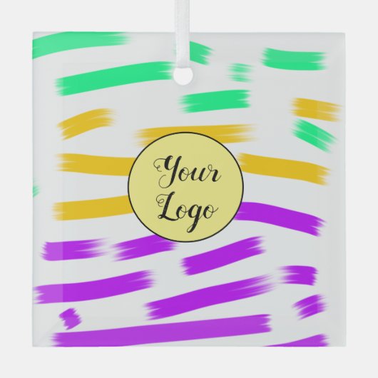 eenvoudige aangepaste gele waterverf voegt logo mi glas ornament (Voorkant)