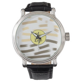 eenvoudige aangepaste gele waterverf voegt logo mi horloge