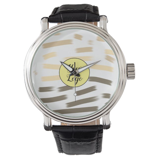 eenvoudige aangepaste gele waterverf voegt logo mi horloge (Voorkant)