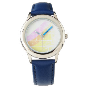 eenvoudige aangepaste gele waterverf voegt logo mi horloge