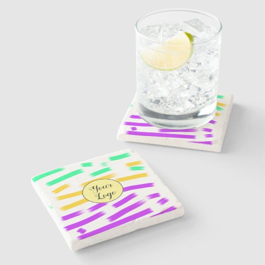 eenvoudige aangepaste gele waterverf voegt logo mi stenen onderzetter (Zijkant)