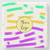 eenvoudige aangepaste gele waterverf voegt logo mi stenen onderzetter (Voorkant)