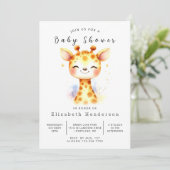 Eenvoudige aangepaste Giraffe Baby shower Kaart (Staand voorkant)