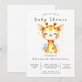 Eenvoudige aangepaste Giraffe Baby shower Kaart (Voorkant / Achterkant)