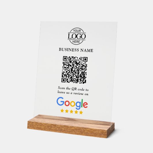 Eenvoudige Aangepaste Google Reviews QR-code Zakel Acryl Bord (Hoek)