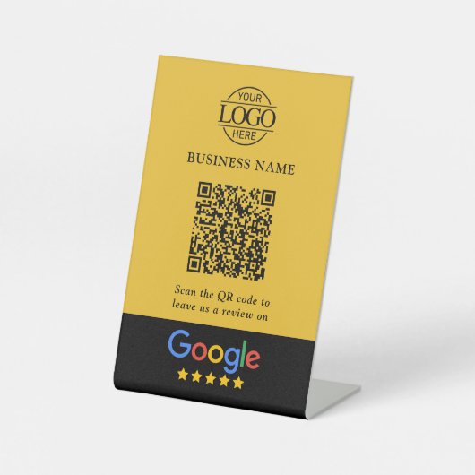 Eenvoudige Aangepaste Google Reviews QR-code Zakel Reclamebord Met Voetstuk (Voorkant)