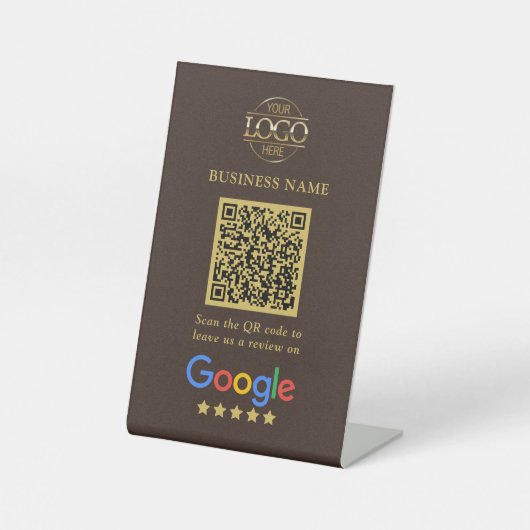 Eenvoudige Aangepaste Google Reviews QR-code Zakel Reclamebord Met Voetstuk (Voorkant)