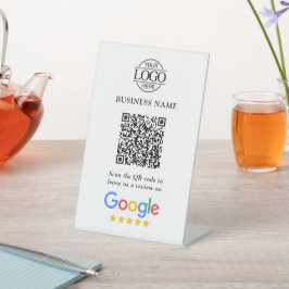 Eenvoudige Aangepaste Google Reviews QR-code Zakel Reclamebord Met Voetstuk