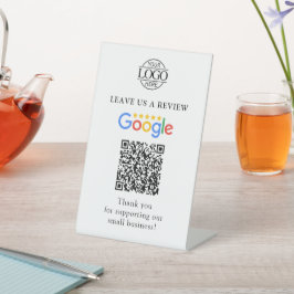 Eenvoudige Aangepaste Google Reviews QR-code Zakel Reclamebord Met Voetstuk