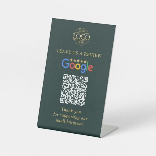 Eenvoudige Aangepaste Google Reviews QR-code Zakel Reclamebord Met Voetstuk (Voorkant)