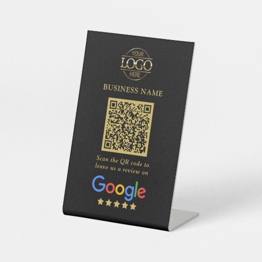 Eenvoudige Aangepaste Google Reviews QR-code Zakel Reclamebord Met Voetstuk (Voorkant)
