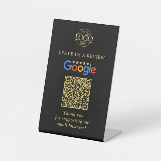 Eenvoudige Aangepaste Google Reviews QR-code Zakel Reclamebord Met Voetstuk (Voorkant)