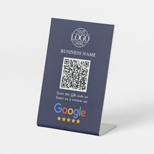 Eenvoudige Aangepaste Google Reviews QR-code Zakel Reclamebord Met Voetstuk (Voorkant)