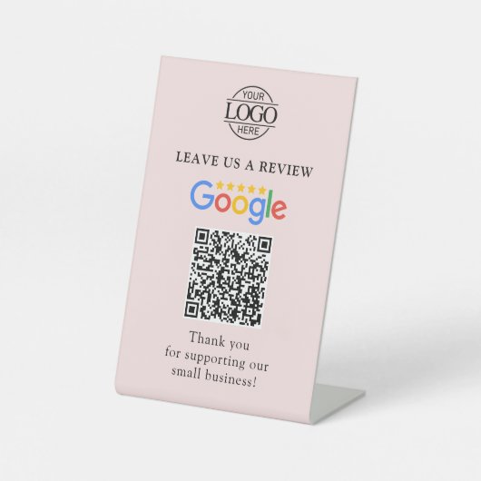 Eenvoudige Aangepaste Google Reviews QR-code Zakel Reclamebord Met Voetstuk (Voorkant)