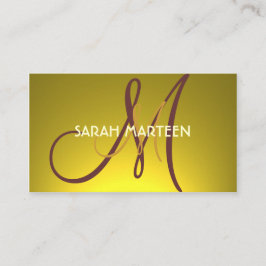 Eenvoudige aangepaste gouden gele monogram kaarten visitekaartje