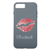 Eenvoudige, aangepaste grijze Glitter Red Lips Case-Mate iPhone Case (Achterkant)