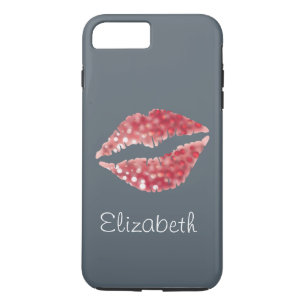 Eenvoudige, aangepaste grijze Glitter Red Lips Case-Mate iPhone Case