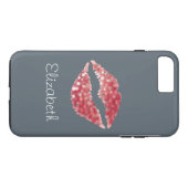 Eenvoudige, aangepaste grijze Glitter Red Lips Case-Mate iPhone Case (Achterkant (Horizontaal))
