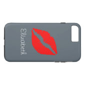 Eenvoudige, aangepaste grijze rode lips Case-Mate iPhone case (Achterkant (Horizontaal))