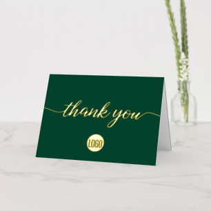 Eenvoudige aangepaste groene en gouden logo Zakeli Folie Wenskaart