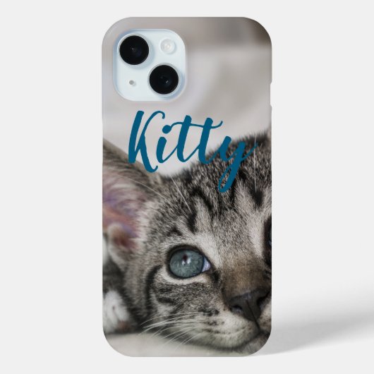 Eenvoudige aangepaste huisdierennaam en foto Case-Mate iPhone case (Achterkant)