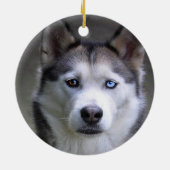 Eenvoudige aangepaste husky hond foto keramisch ornament (Achterkant)