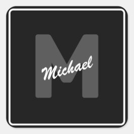 Eenvoudige aangepaste Initiaal naam Button Vierkante Sticker