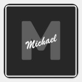 Eenvoudige aangepaste Initiaal naam Button Vierkante Sticker (Voorkant)