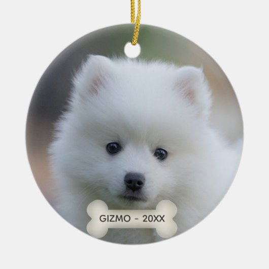 Eenvoudige aangepaste Japanse Spitz Dog Foto Keramisch Ornament (Voorkant)