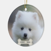 Eenvoudige aangepaste Japanse Spitz Dog Foto Keramisch Ornament (Links)