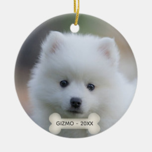 Eenvoudige Aangepaste Japanse Spitz-hond Foto Keramisch Ornament