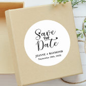 Eenvoudige aangepaste kalligrafie bruiloft opslaan ronde sticker