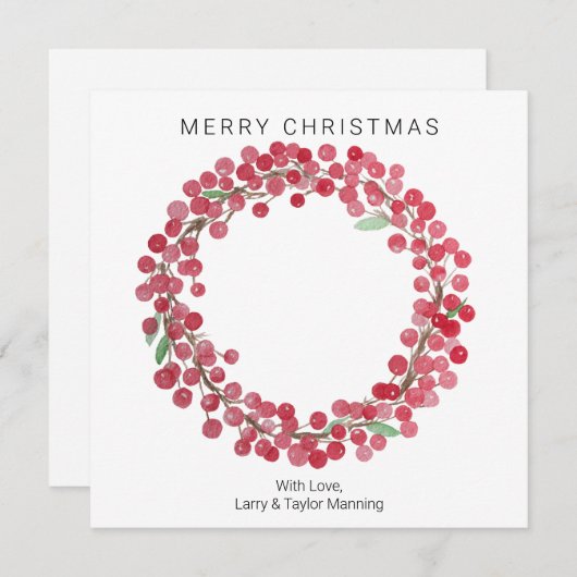 Eenvoudige, aangepaste kerstkaart voor Waterverf (Voorkant / Achterkant)