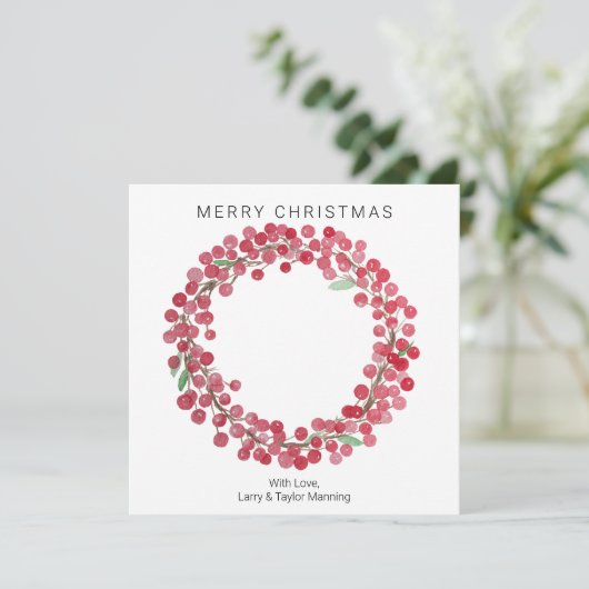 Eenvoudige, aangepaste kerstkaart voor Waterverf (Staand voorkant)