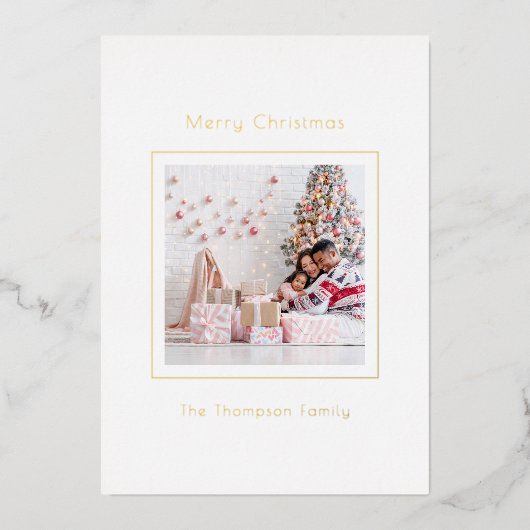 Eenvoudige aangepaste kerstluxe folie feestdagenkaart (Voorkant)