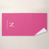 Eenvoudige aangepaste Kinder monogram Naam roze Badhanddoek (Badhanddoek)