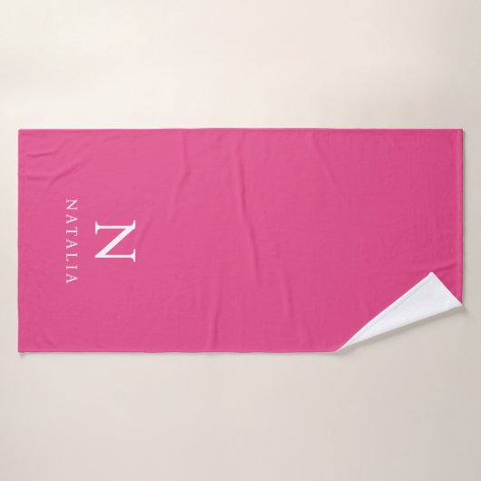 Eenvoudige aangepaste Kinder monogram Naam roze Badhanddoek (Badhanddoek)