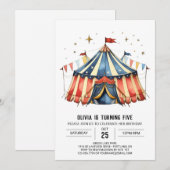 Eenvoudige aangepaste Kinderen Circus Verjaardag Kaart (Voorkant / Achterkant)