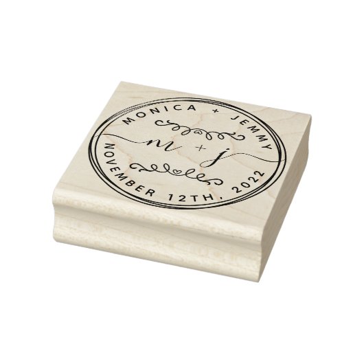 Eenvoudige aangepaste klassieke trouwnamen rubberstempel (Stempel)